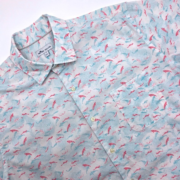 Peter Millar Other - Peter Millar Mens Koi Fish Print Short Sleeve Button Down Shirt MS21W65CFS Large